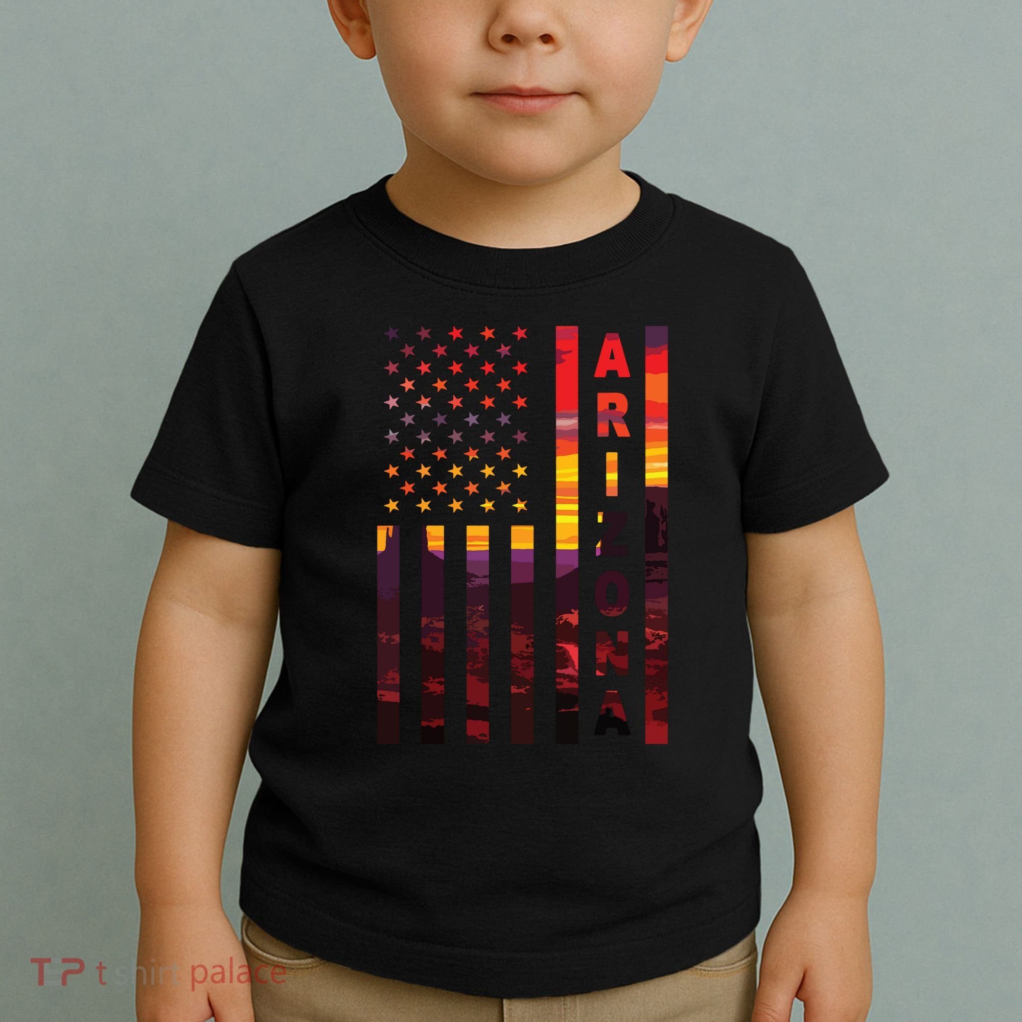 Arizona Sunset American Flag Flagstaff Tucson State Resident Toddler T-Shirt