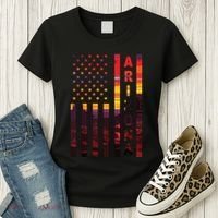 Arizona Sunset American Flag Flagstaff Tucson State Resident Women's T-Shirt thumb 3
