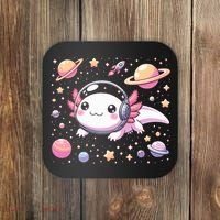 Astrolotl Space Axolotl - Kawaii Japanese Anime Axolotl Coaster thumb 0