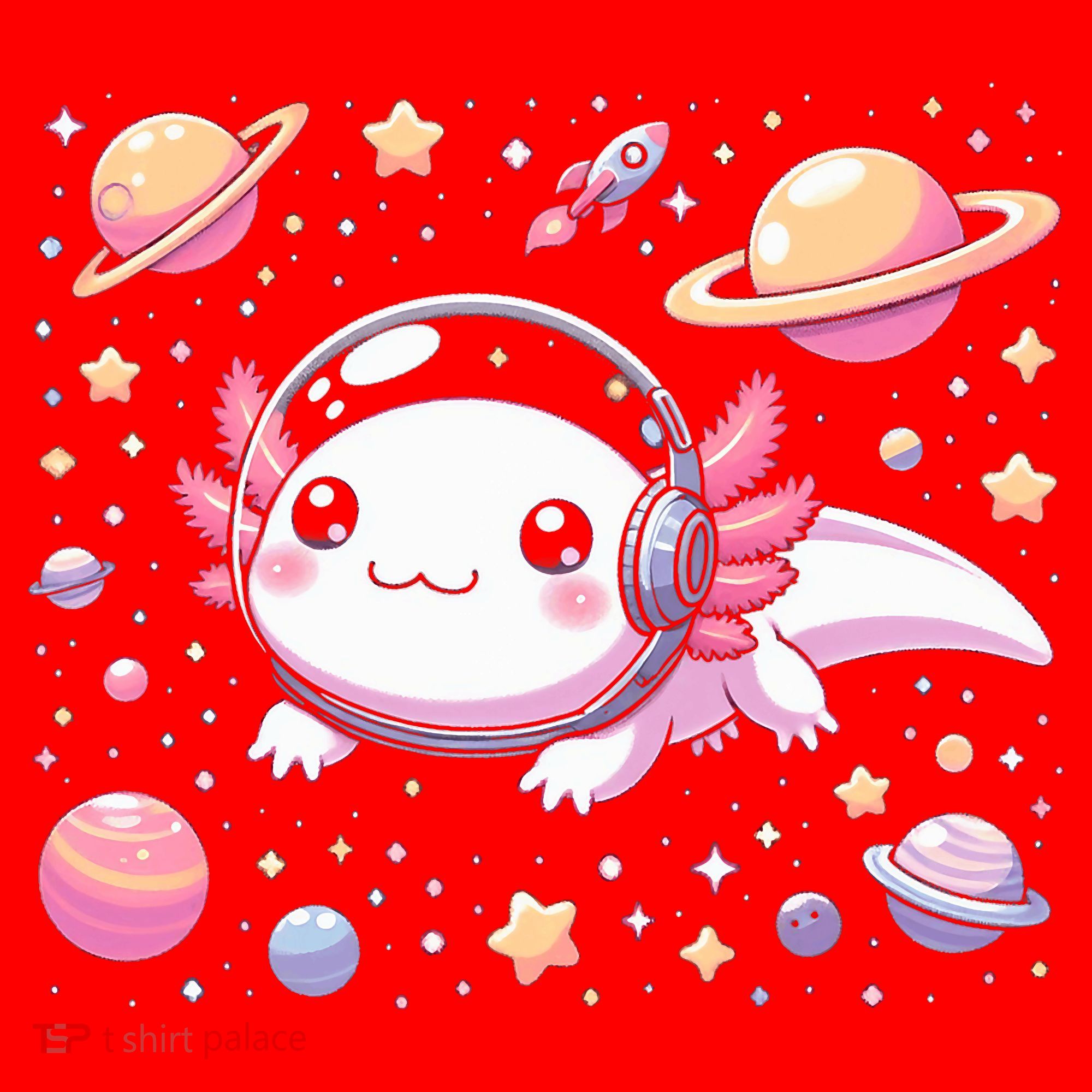 Astrolotl Space Axolotl - Kawaii Japanese Anime Axolotl Santa Hat