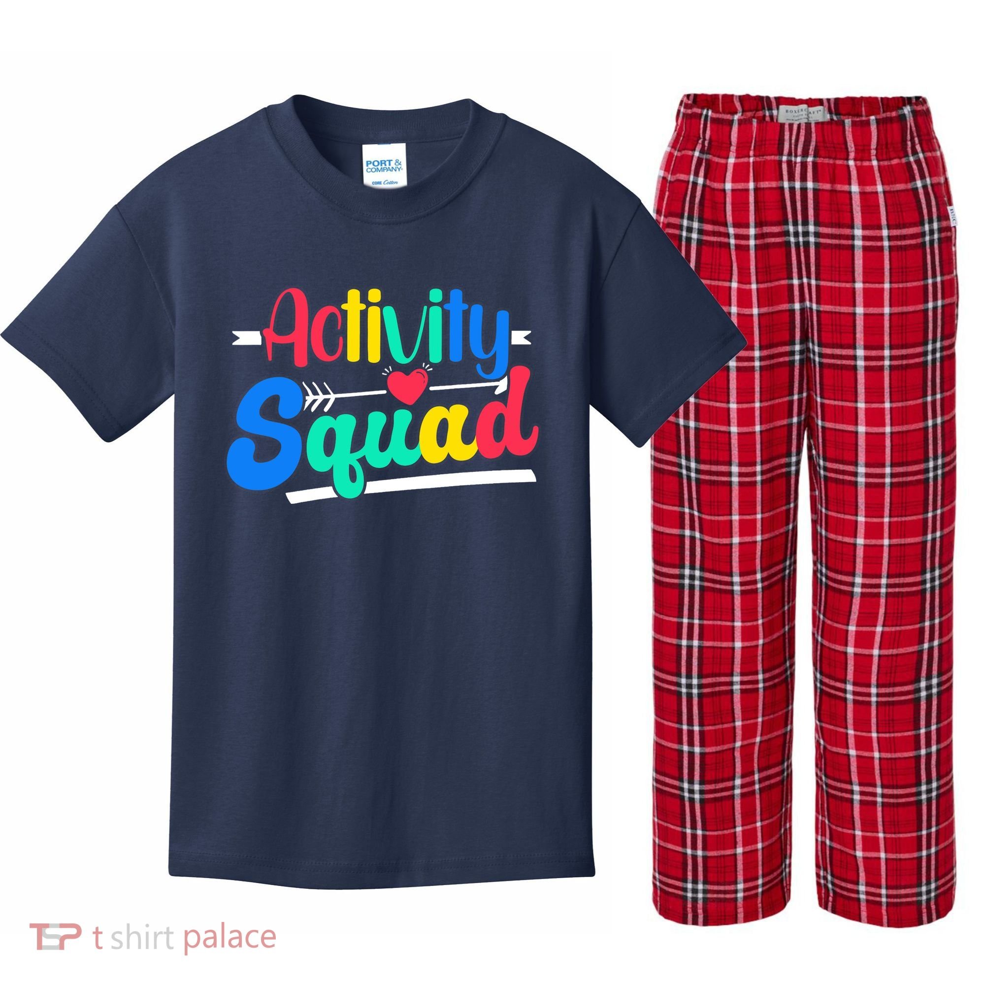 Activity Squad Activity Director Activity Assistant Kids Plaid Pajama Set