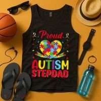Autism Stepdad Autism Awareness Month Autism Apparel Autism Tank Top thumb 4