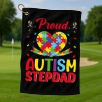 Autism Stepdad Autism Awareness Month Autism Apparel Autism Golf Towel thumb 1