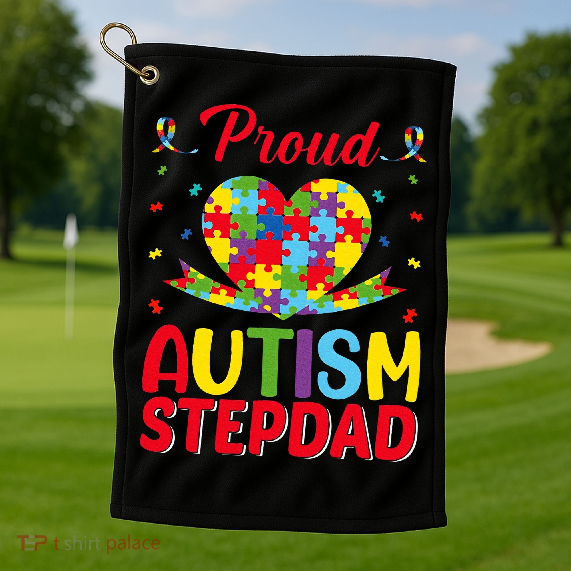 Autism Stepdad Autism Awareness Month Autism Apparel Autism Golf Towel