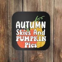 Autumn Skies And Pumpkin Pies Cute Coaster thumb 0