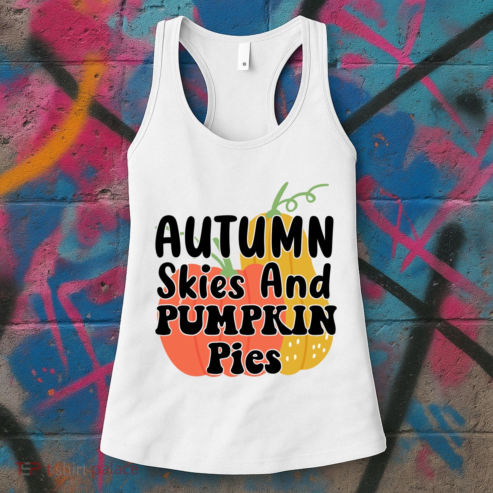 Autumn Skies And Pumpkin Pies Cute Women's Tank Top