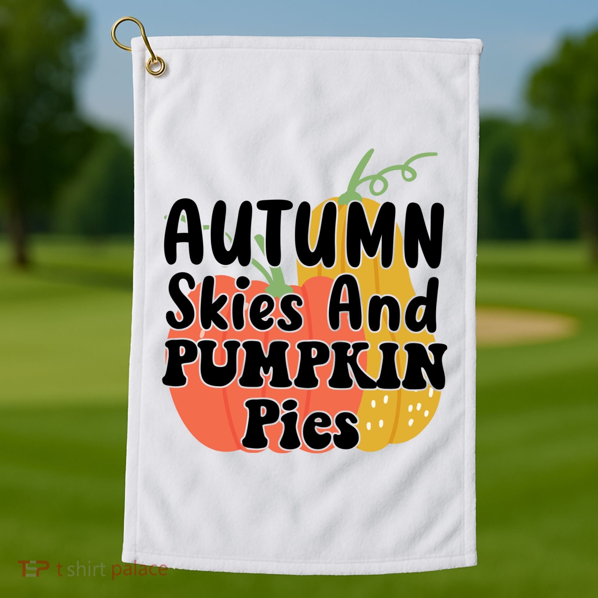 Autumn Skies And Pumpkin Pies Cute Golf Towel