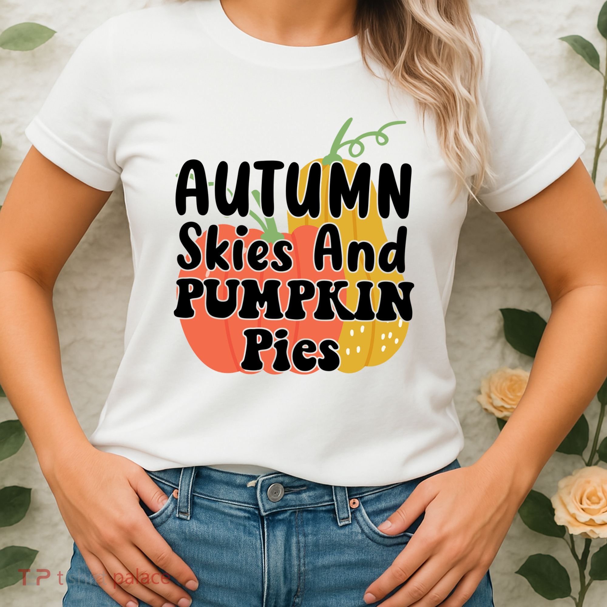 Autumn Skies And Pumpkin Pies Cute Women's T-Shirt