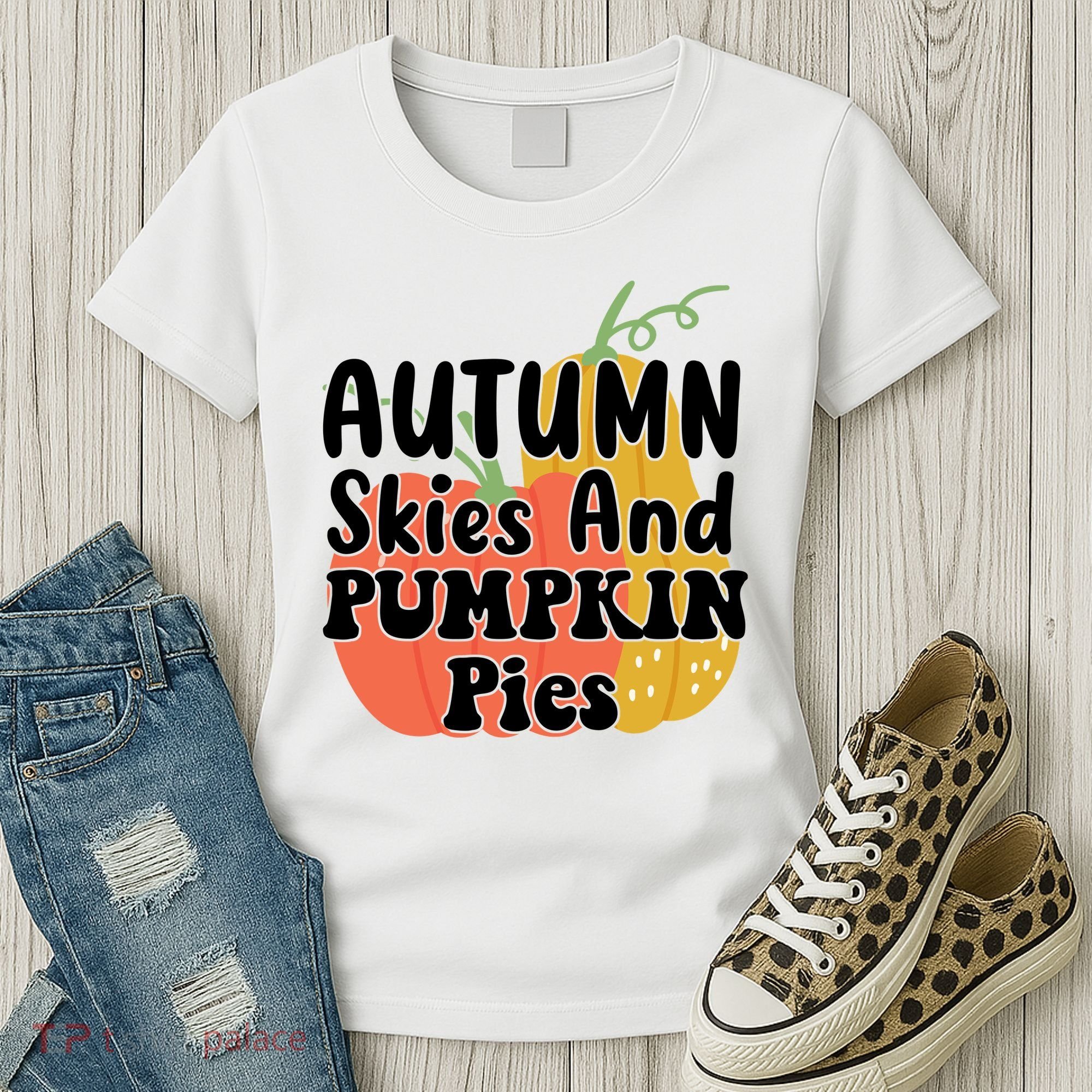 Autumn Skies And Pumpkin Pies Cute Women's T-Shirt