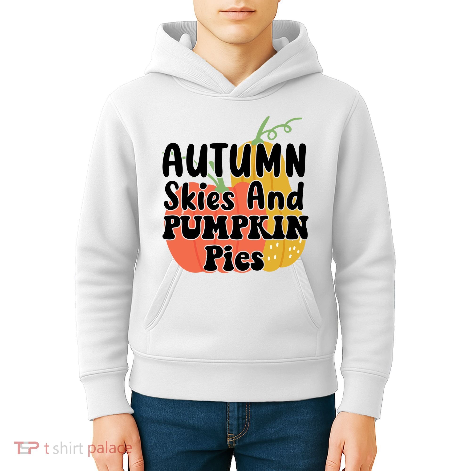 Autumn Skies And Pumpkin Pies Cute Kids Hoodie