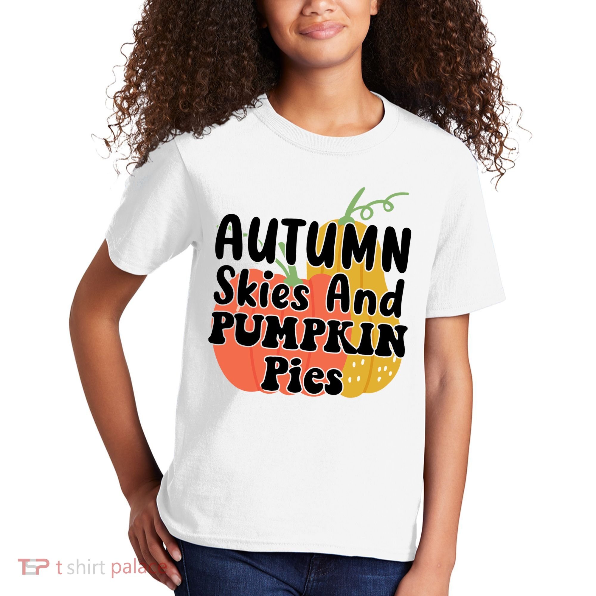 Autumn Skies And Pumpkin Pies Cute Kids T-Shirt