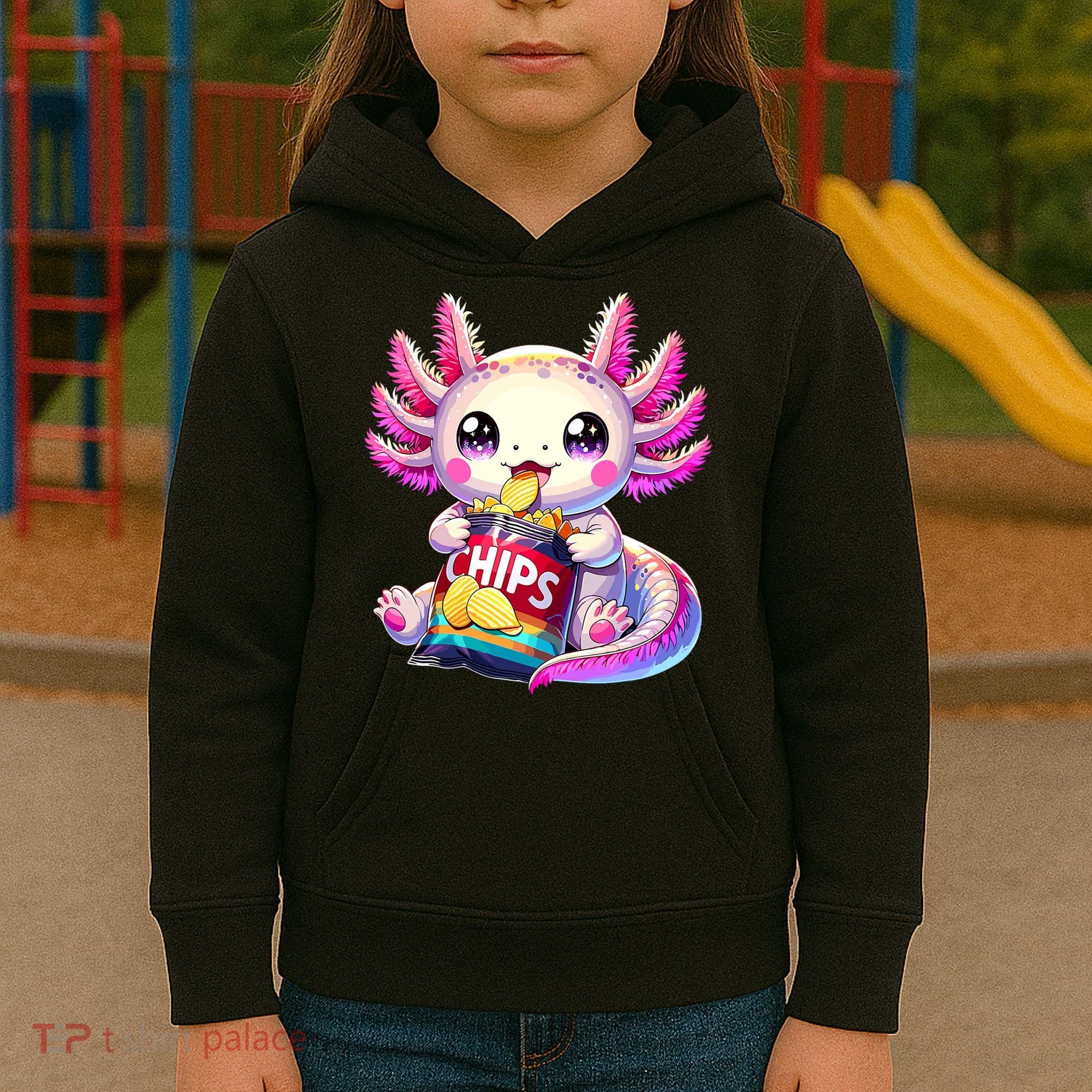 Axolotl Snaxolotl Anime Cute Kawaii Axolotl Kids Hoodie