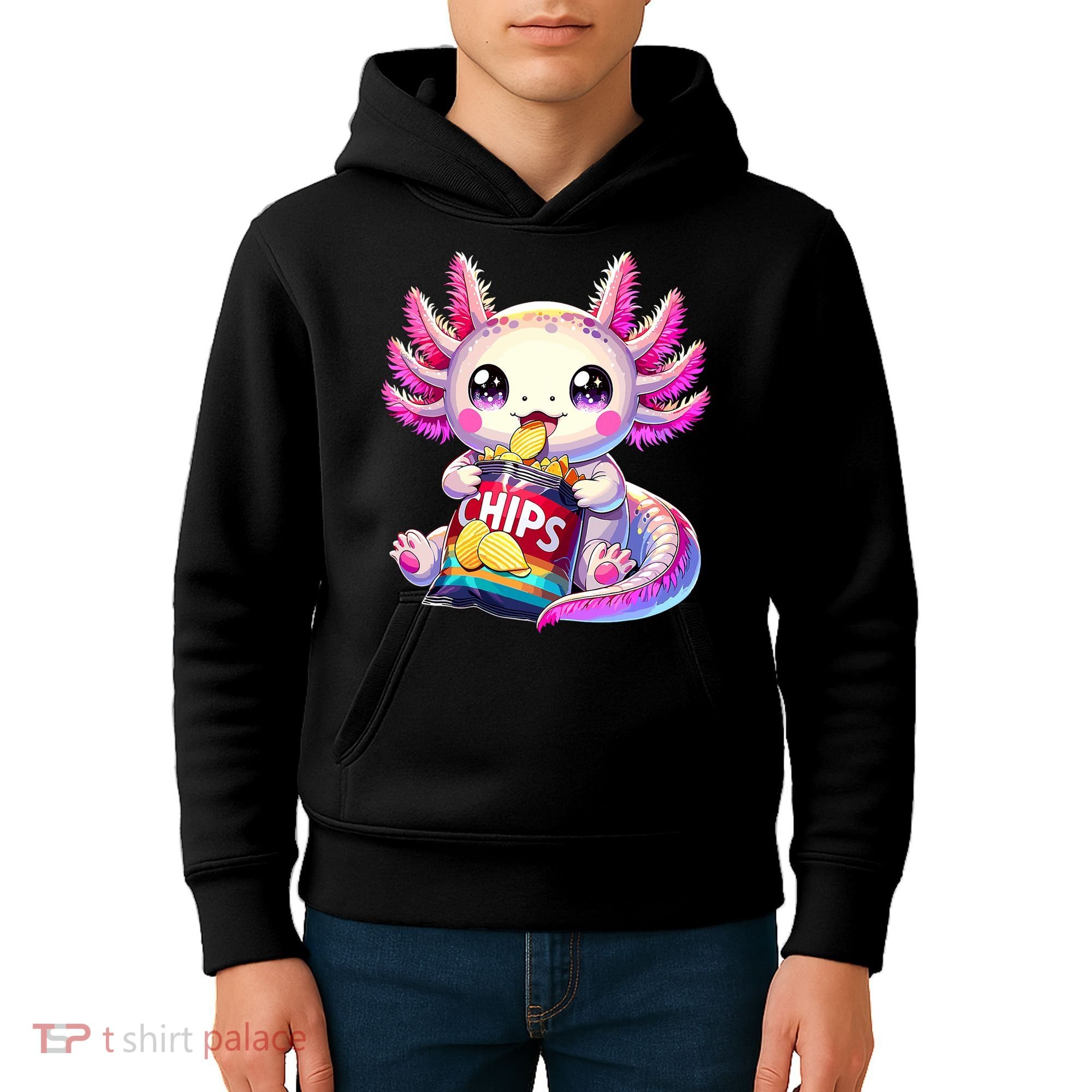 Axolotl Snaxolotl Anime Cute Kawaii Axolotl Kids Hoodie