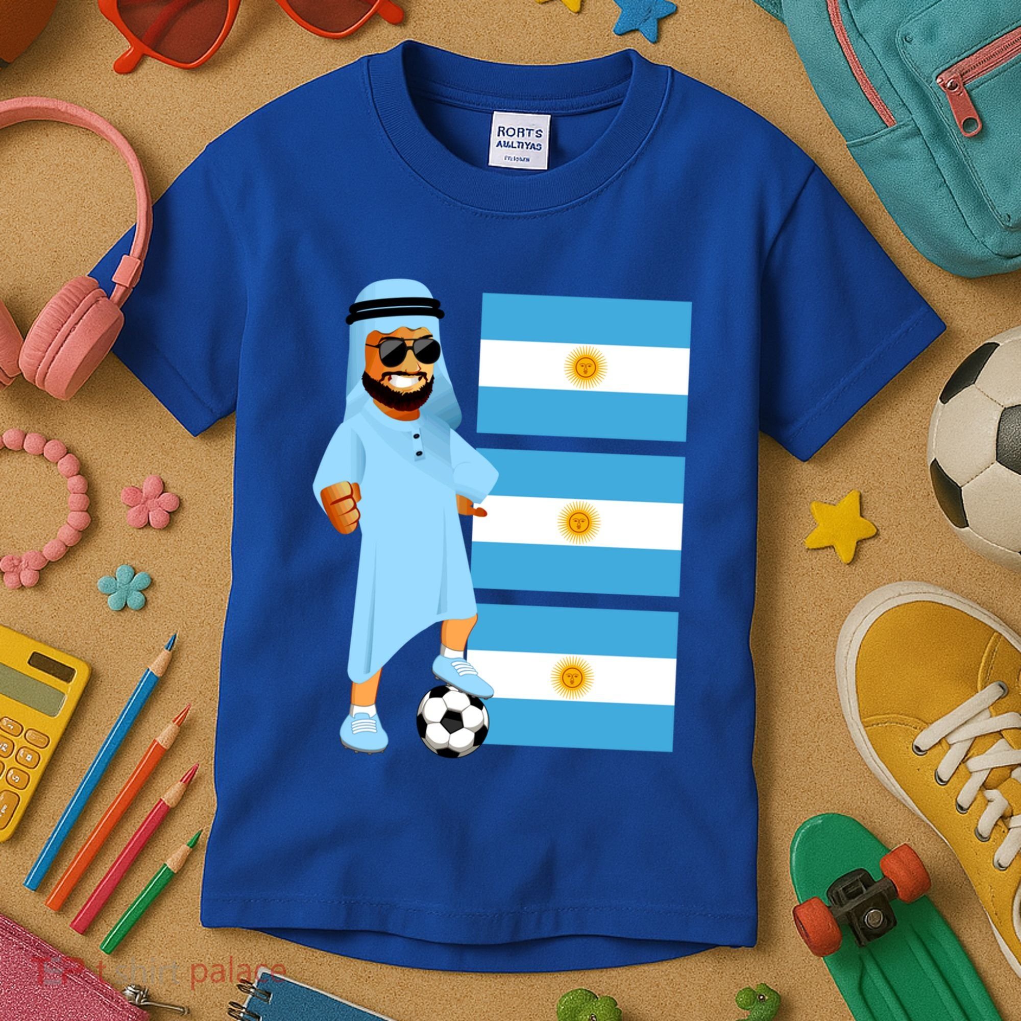 Argentina Sheik Argentina Flag Soccer Gift Kids T-Shirt