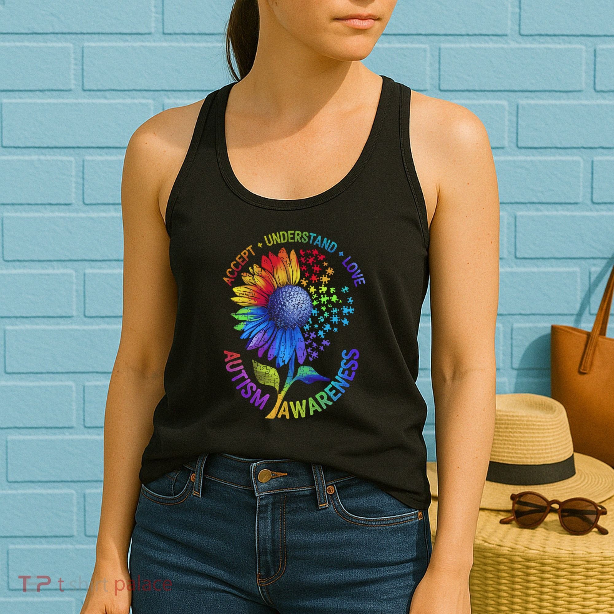 Autism Sunflower Autism Awareness Sunflower Women's Tank Top
