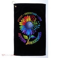 Autism Sunflower Autism Awareness Sunflower Golf Towel thumb 0