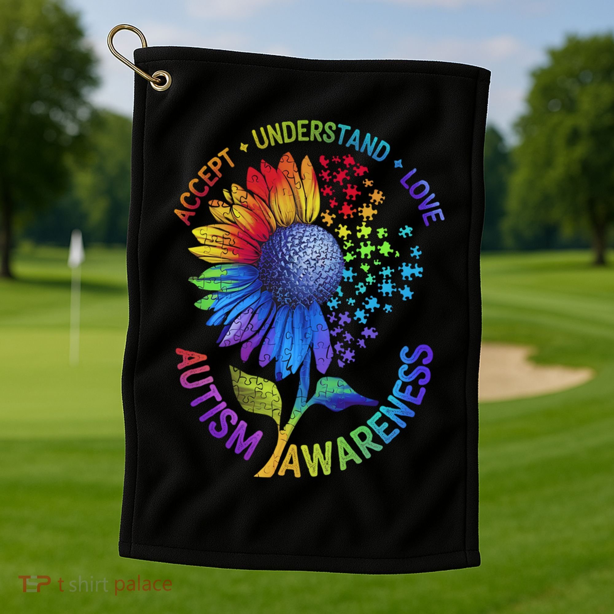 Autism Sunflower Autism Awareness Sunflower Golf Towel