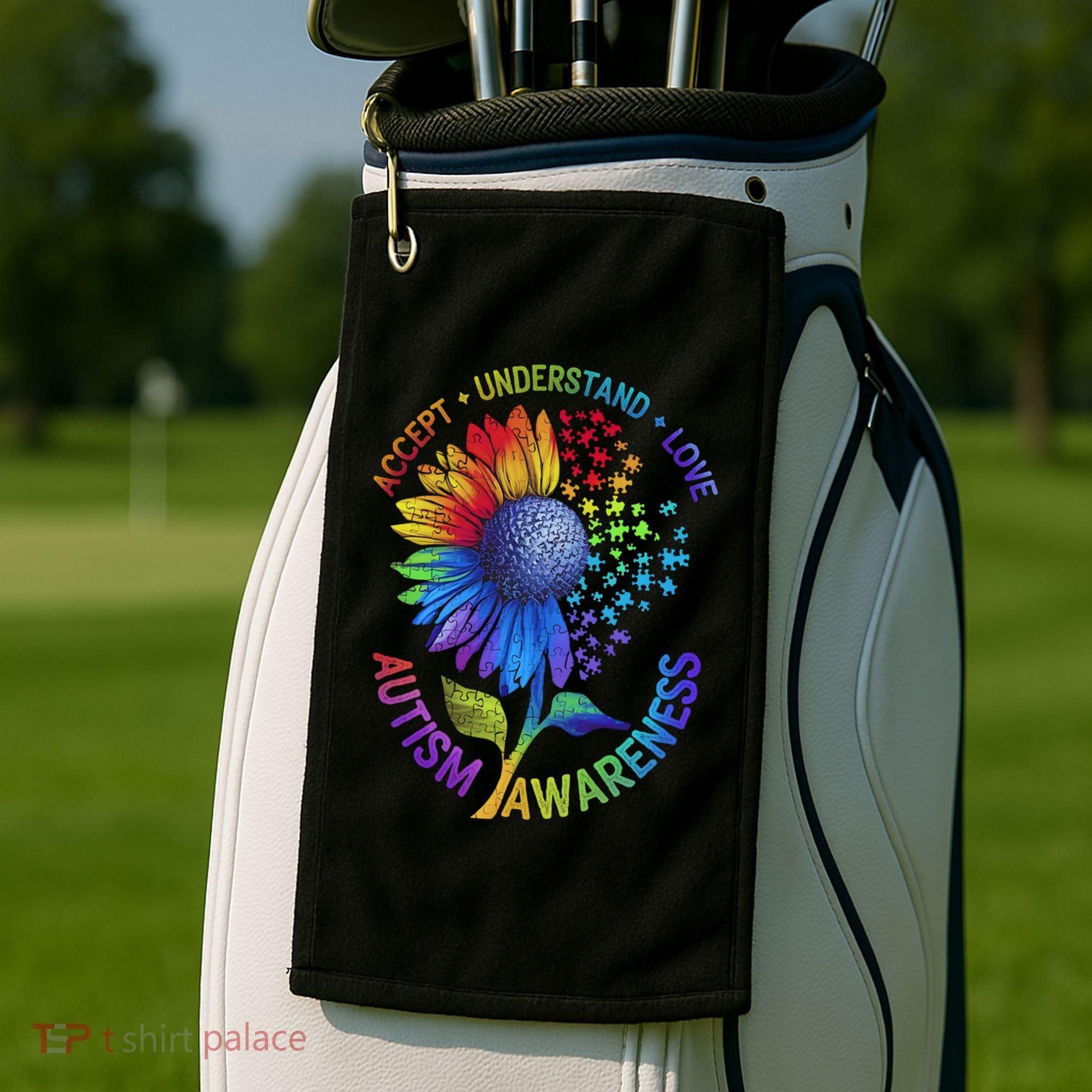 Autism Sunflower Autism Awareness Sunflower Golf Towel