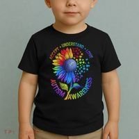Autism Sunflower Autism Awareness Sunflower Toddler T-Shirt thumb 2