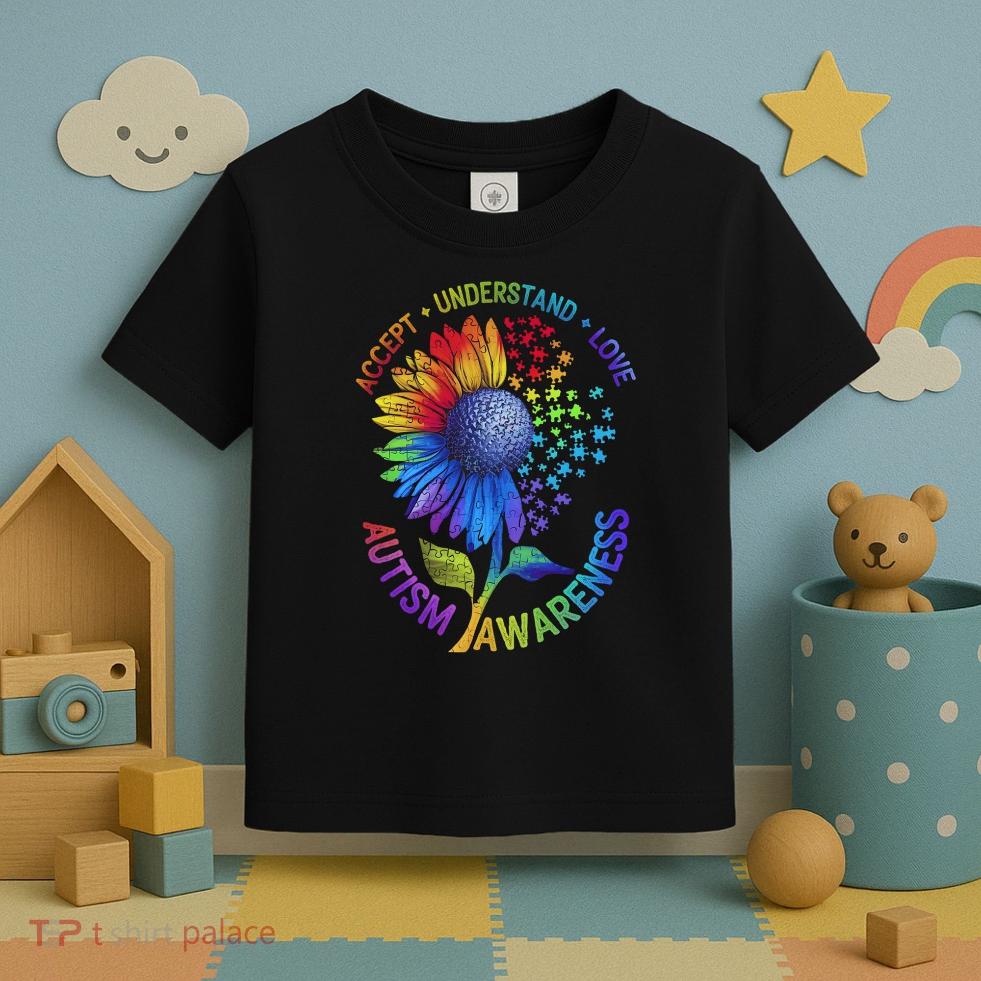 Autism Sunflower Autism Awareness Sunflower Toddler T-Shirt