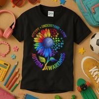 Autism Sunflower Autism Awareness Sunflower Kids T-Shirt thumb 3