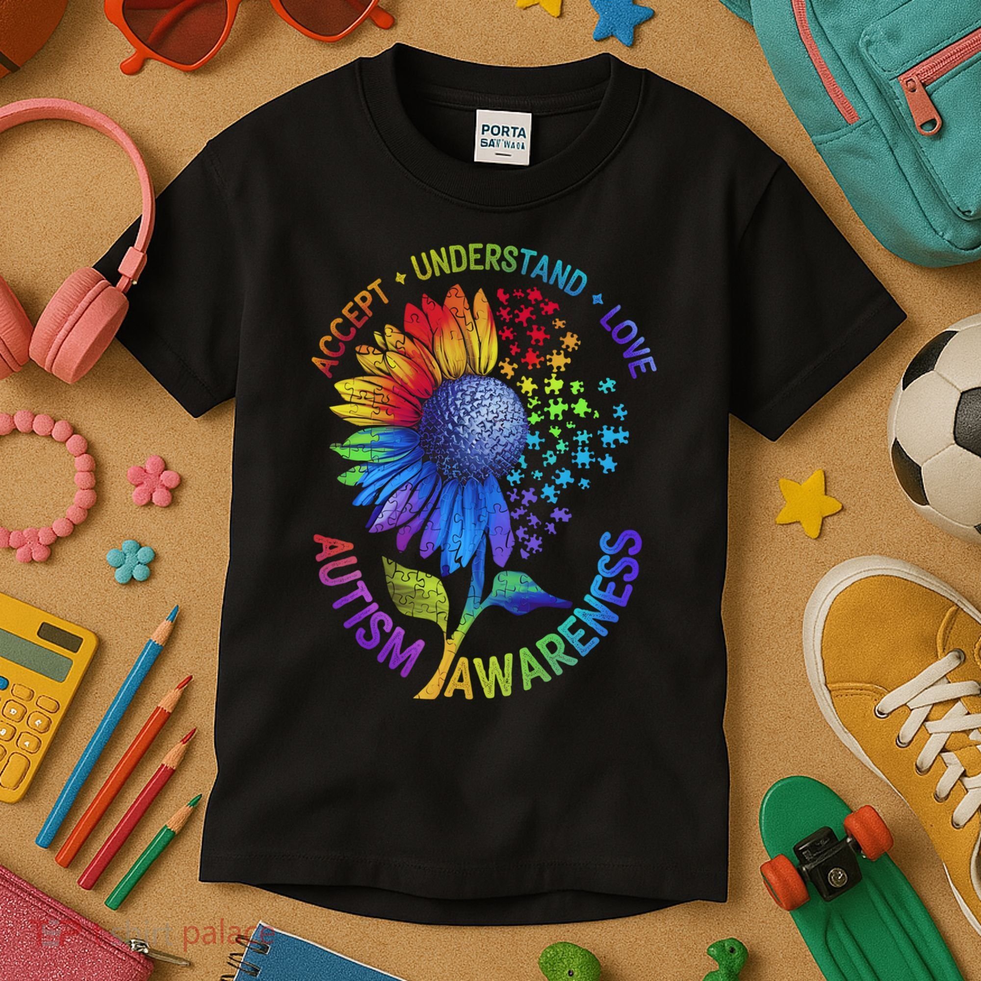 Autism Sunflower Autism Awareness Sunflower Kids T-Shirt