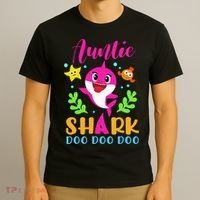 Auntie Shark Auntie Shark Lover Family Mothers Day T-Shirt thumb 3