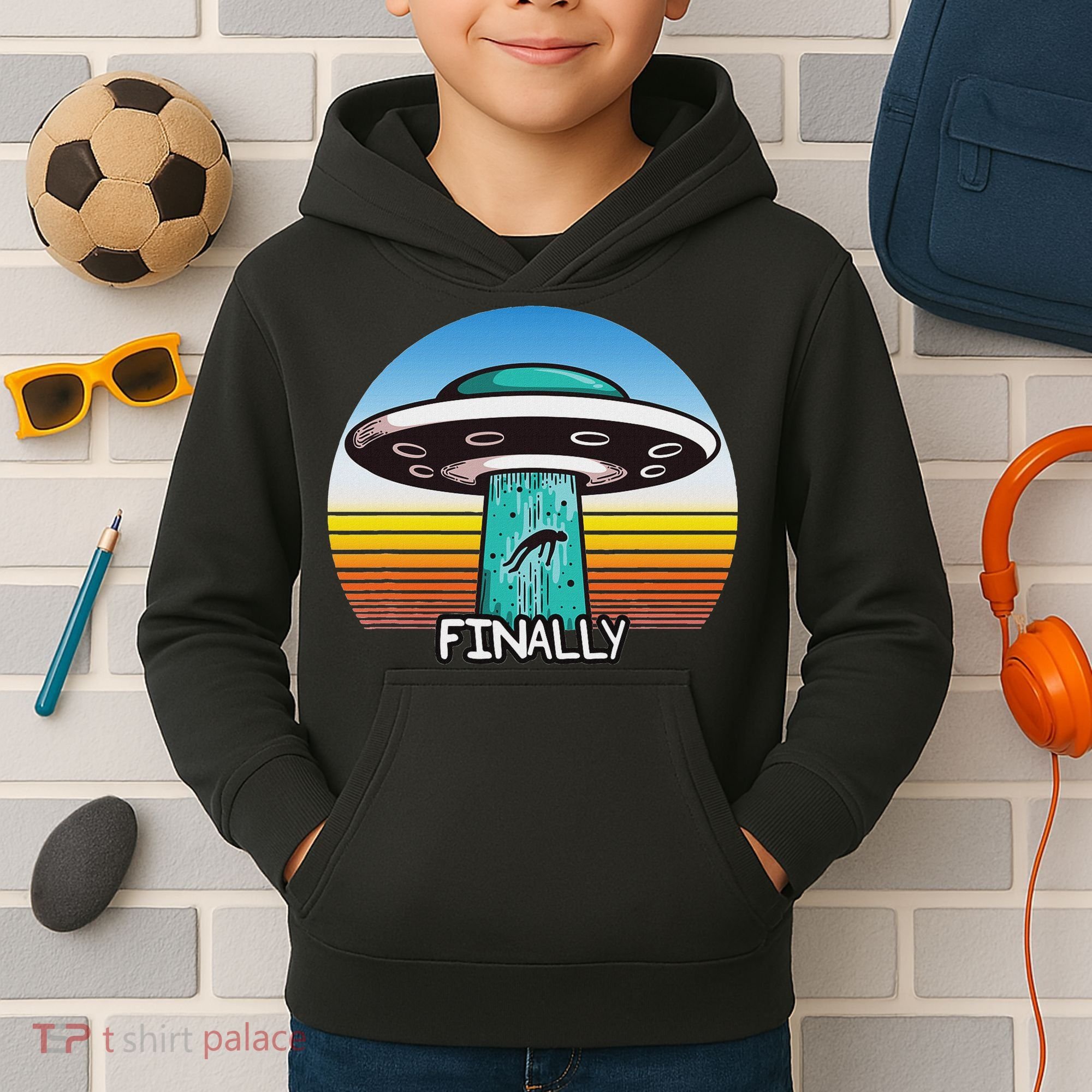Alien S Abduction Ufo Finally Kids Hoodie
