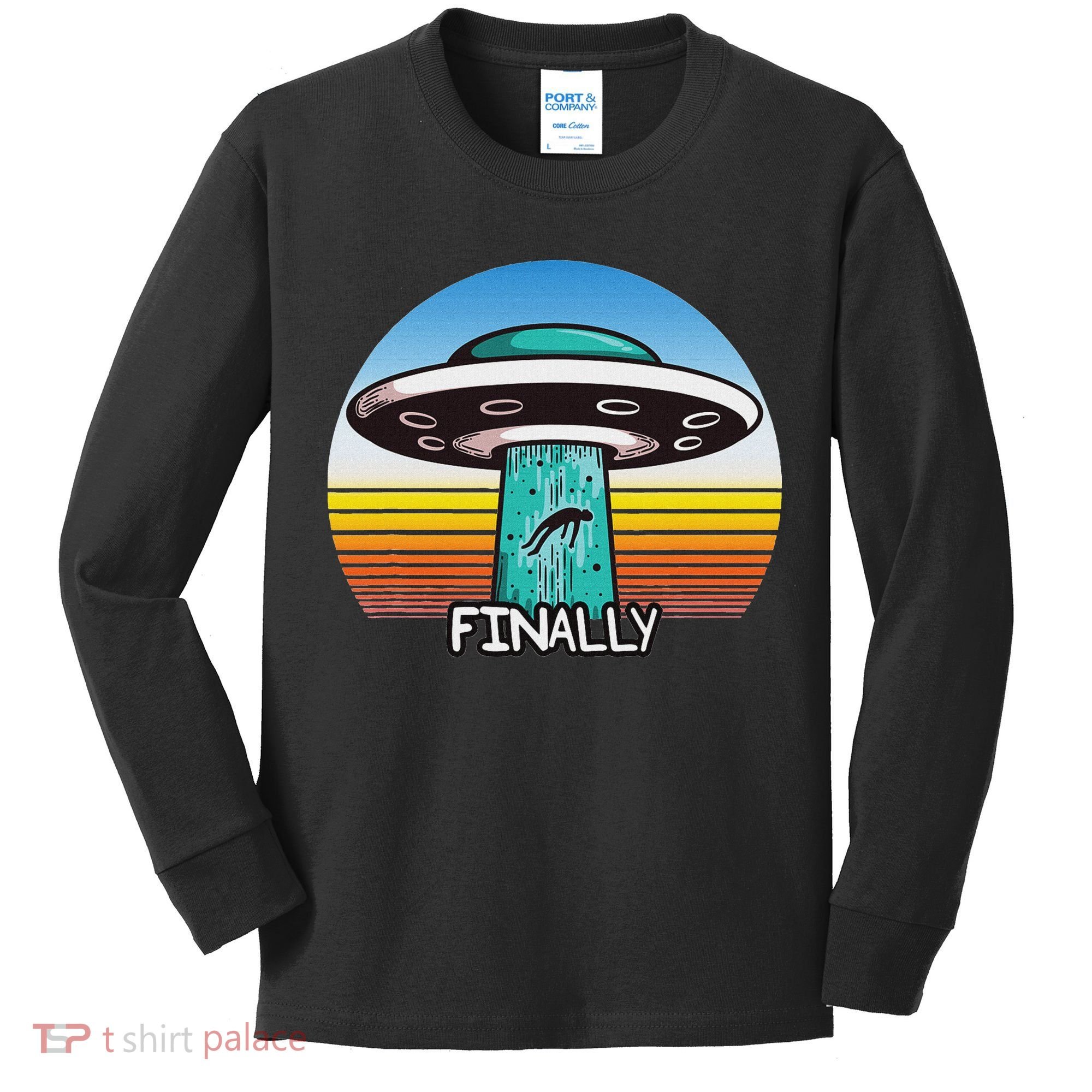 Alien S Abduction Ufo Finally Kids Long Sleeve Shirt
