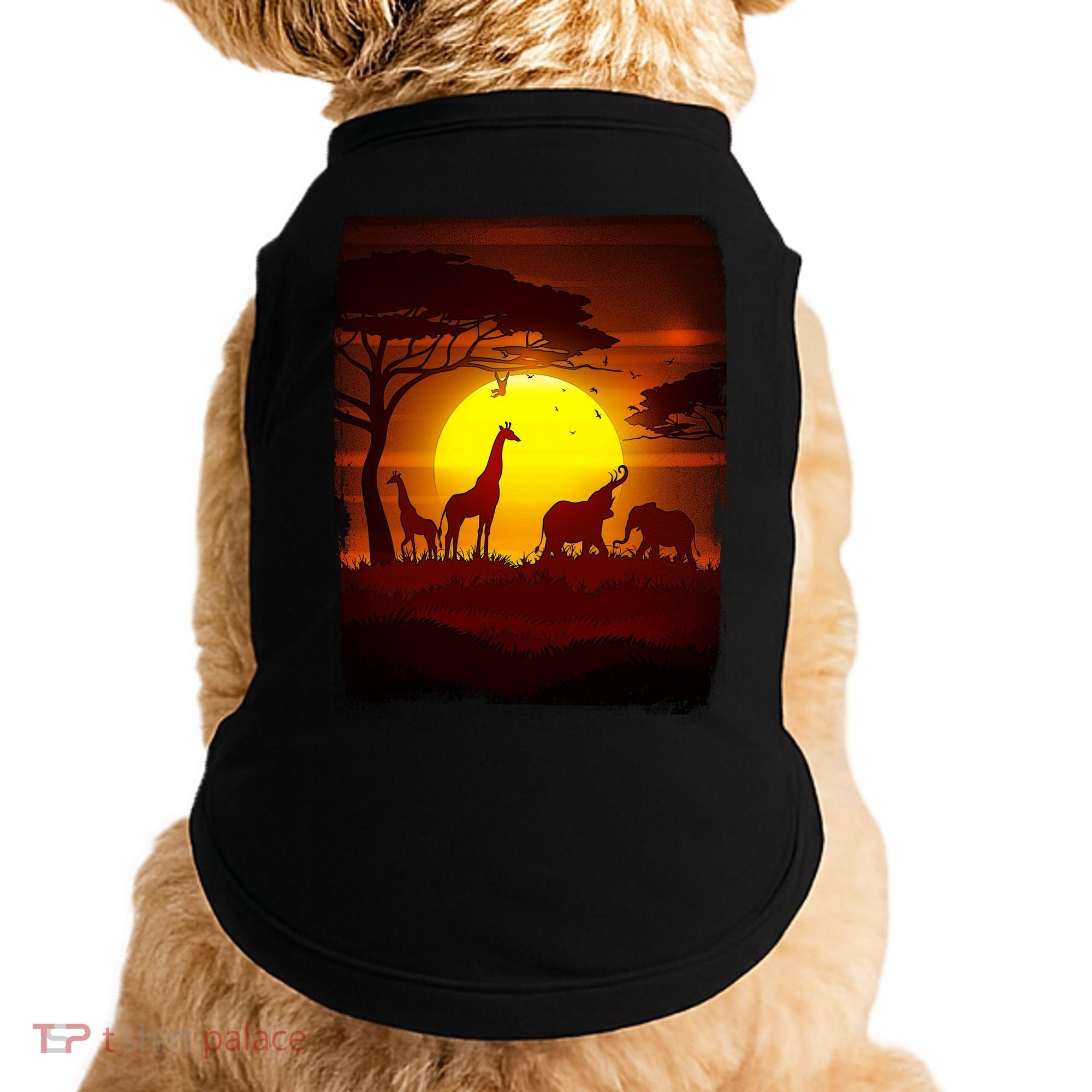 African Safari Animals Sunset Scene Doggie Tank