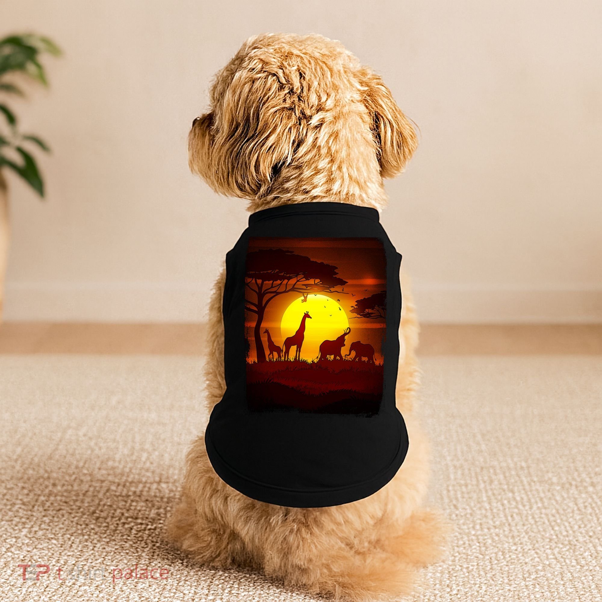 African Safari Animals Sunset Scene Doggie Tank