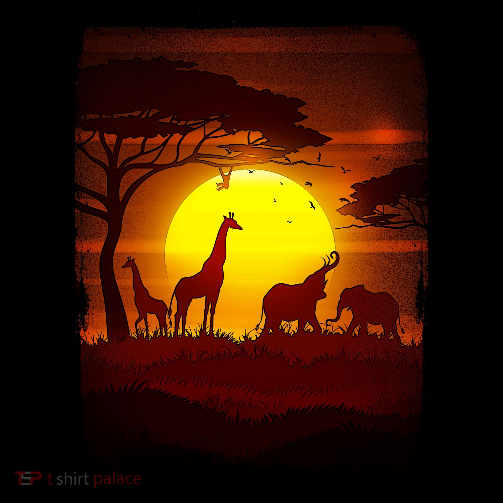 African Safari Animals Sunset Scene Hoodie