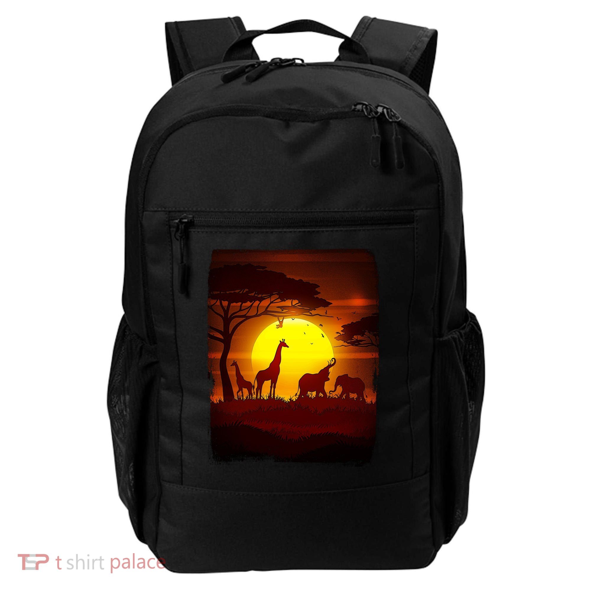 African Safari Animals Sunset Scene Backpack