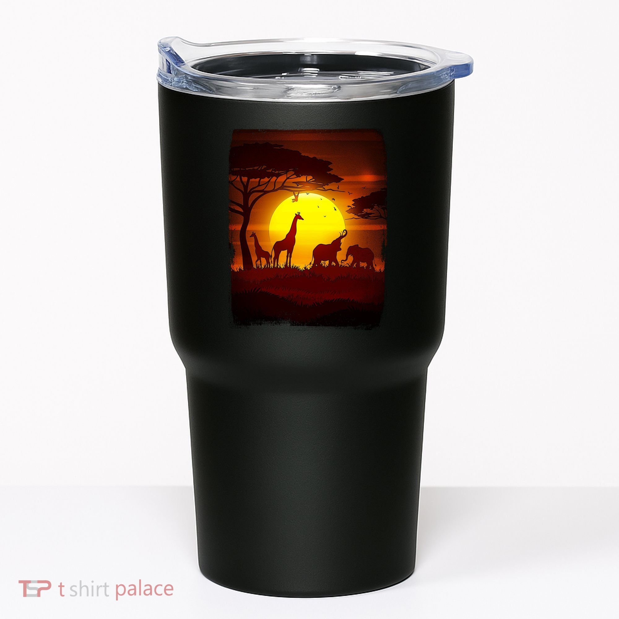 African Safari Animals Sunset Scene Tumbler