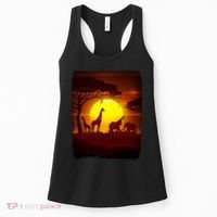African Safari Animals Sunset Scene Women's Tank Top thumb 0