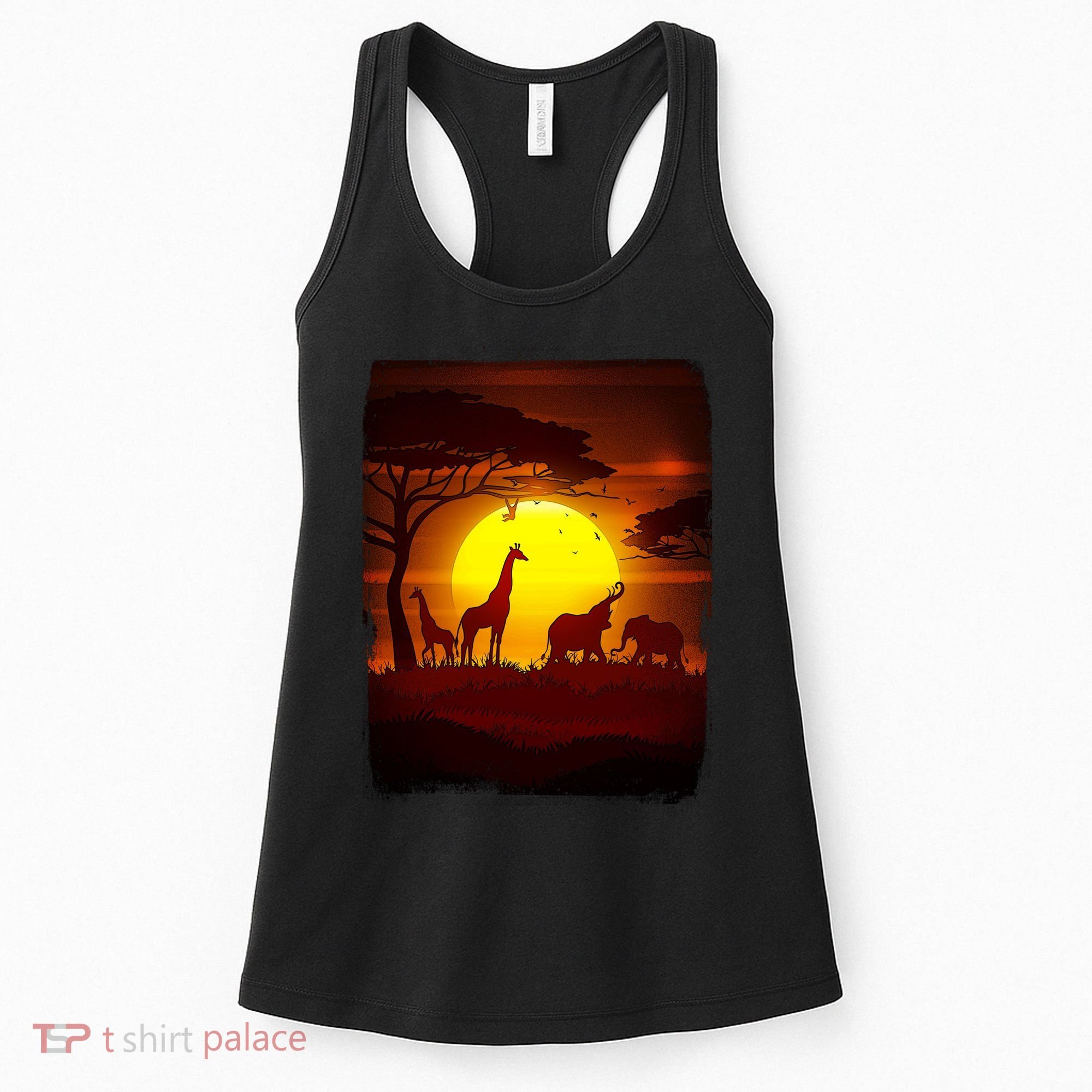 African Safari Animals Sunset Scene Women's Tank Top