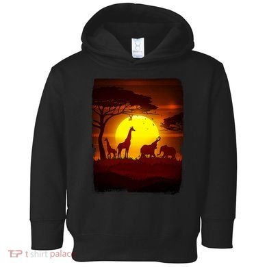 African Safari Animals Sunset Scene Toddler Hoodie
