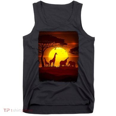 African Safari Animals Sunset Scene Tank Top