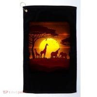 African Safari Animals Sunset Scene Golf Towel thumb 0