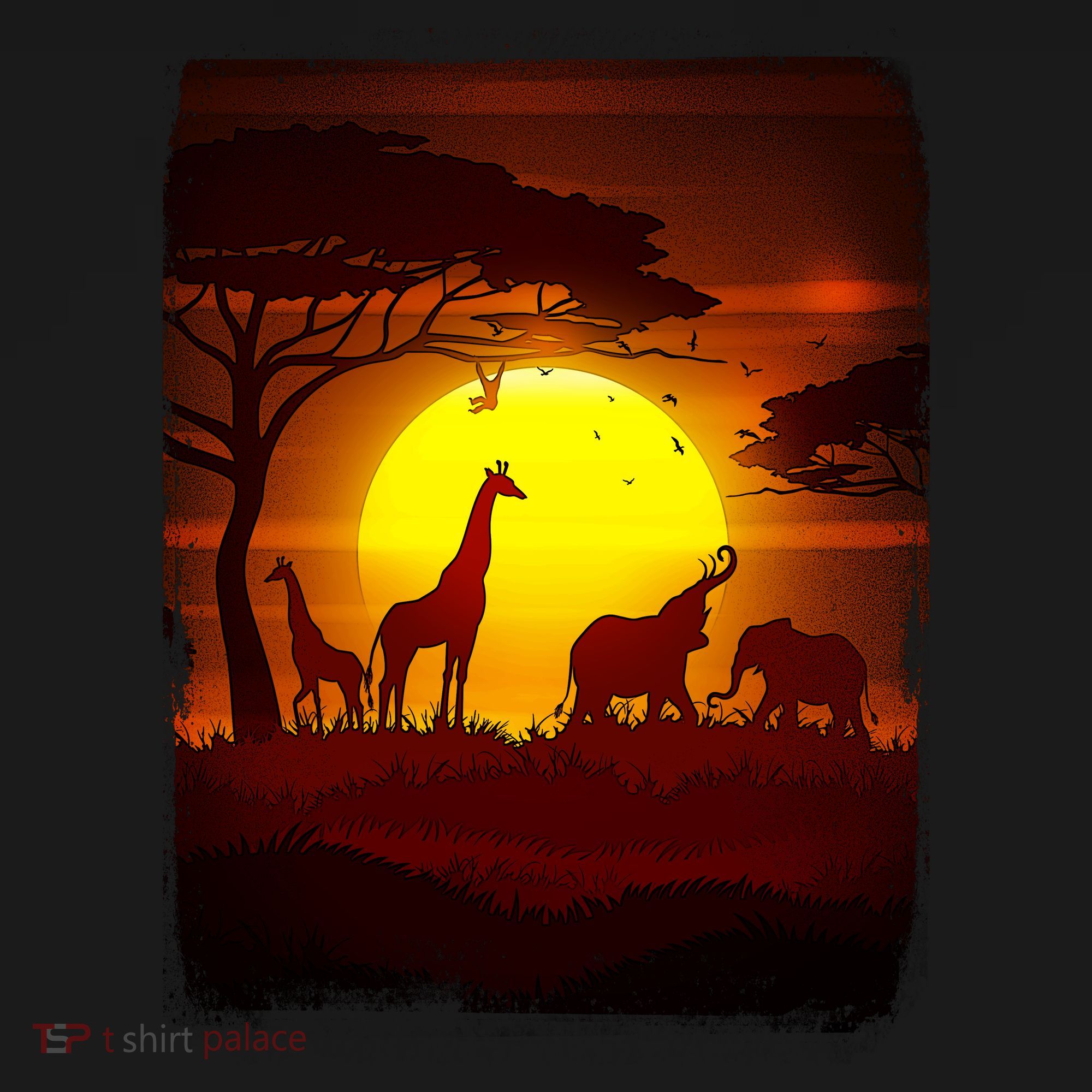African Safari Animals Sunset Scene Women's Long Sleeve Shirt
