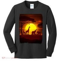 African Safari Animals Sunset Scene Kids Long Sleeve Shirt thumb 0
