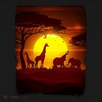 African Safari Animals Sunset Scene Kids Long Sleeve Shirt thumb 2