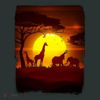 African Safari Animals Sunset Scene Infant Baby Jersey Bodysuit thumb 2