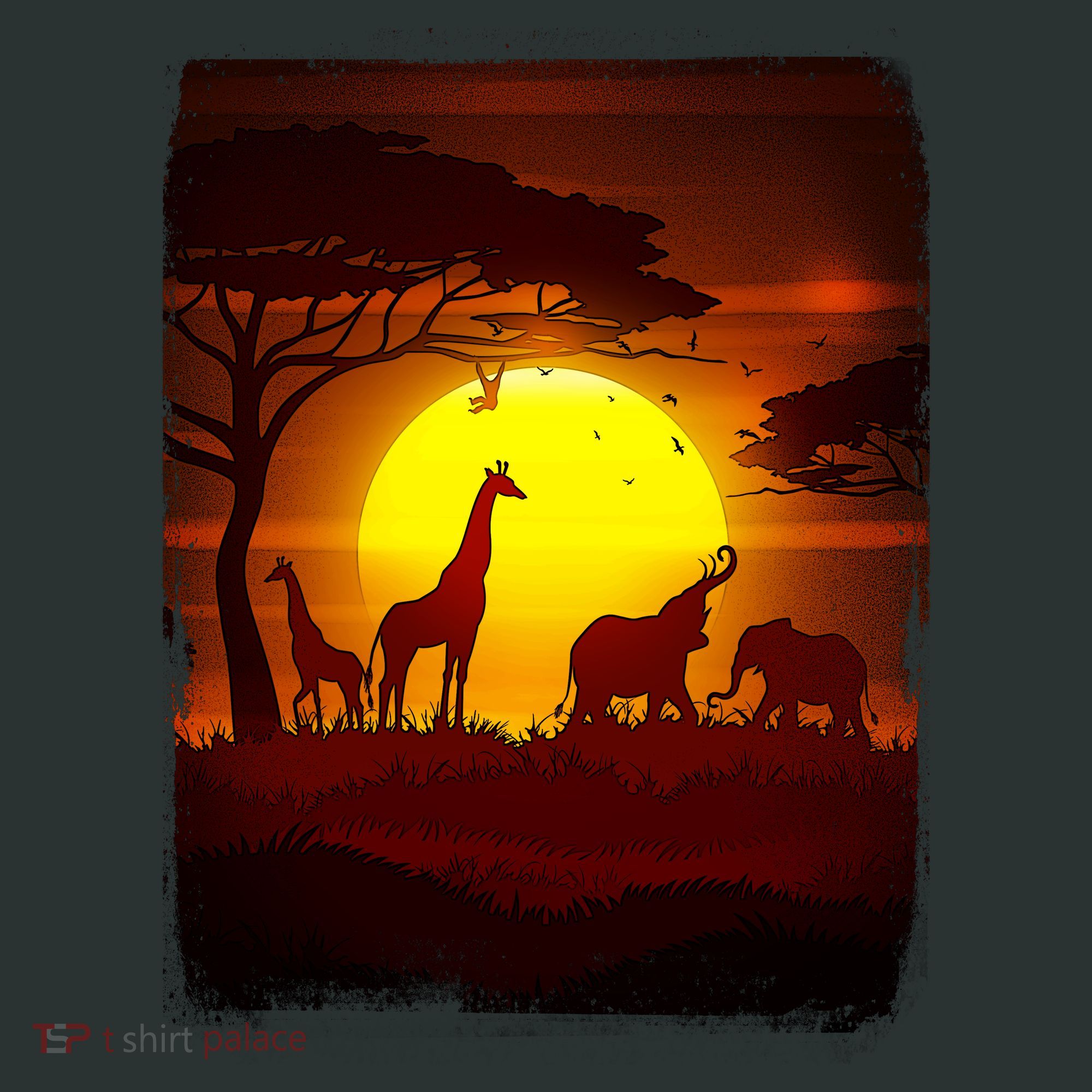 African Safari Animals Sunset Scene Infant Baby Jersey Bodysuit