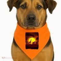 African Safari Animals Sunset Scene USA-Made Doggie Bandana thumb 1