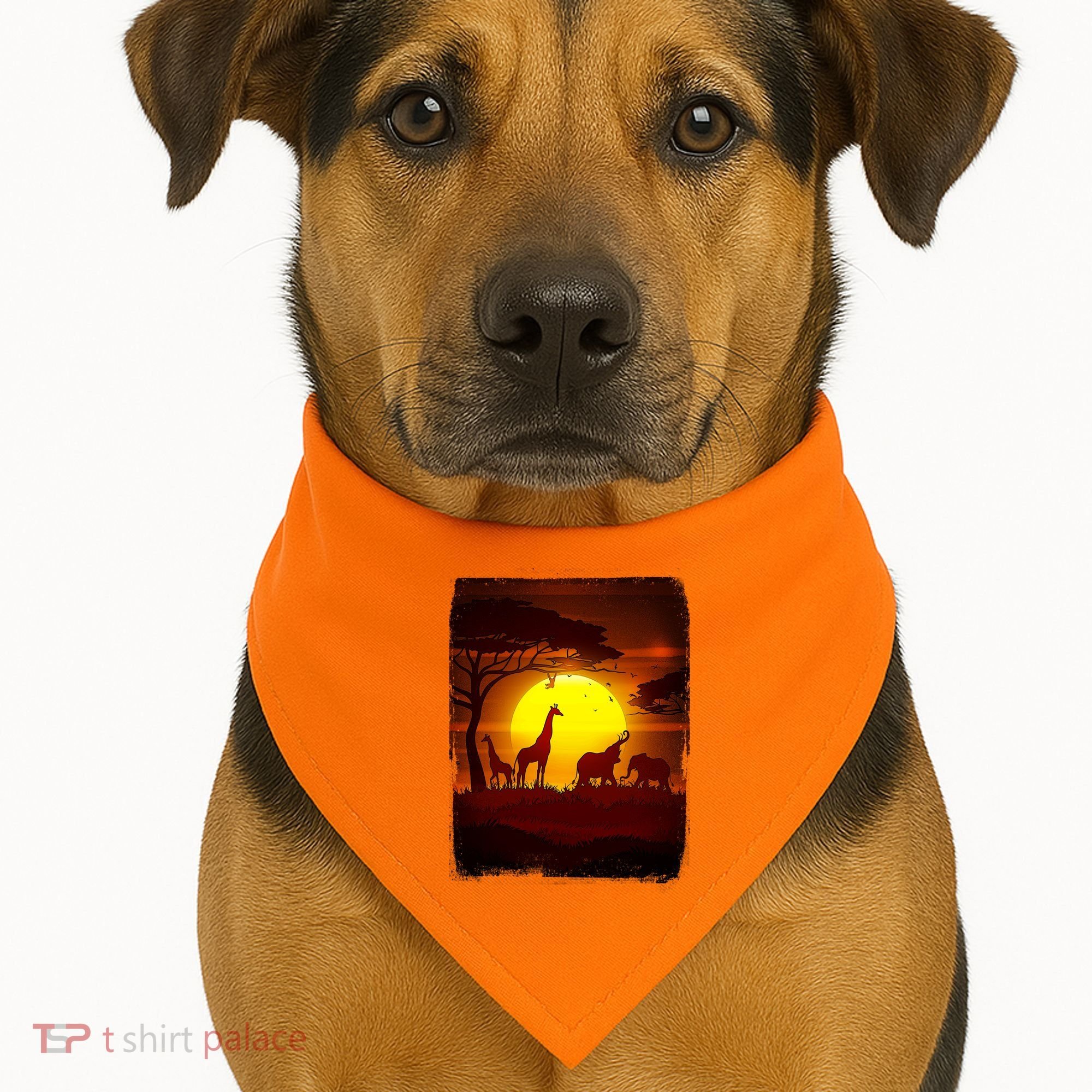 African Safari Animals Sunset Scene USA-Made Doggie Bandana