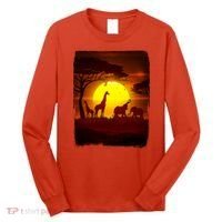 African Safari Animals Sunset Scene Long Sleeve Shirt thumb 0