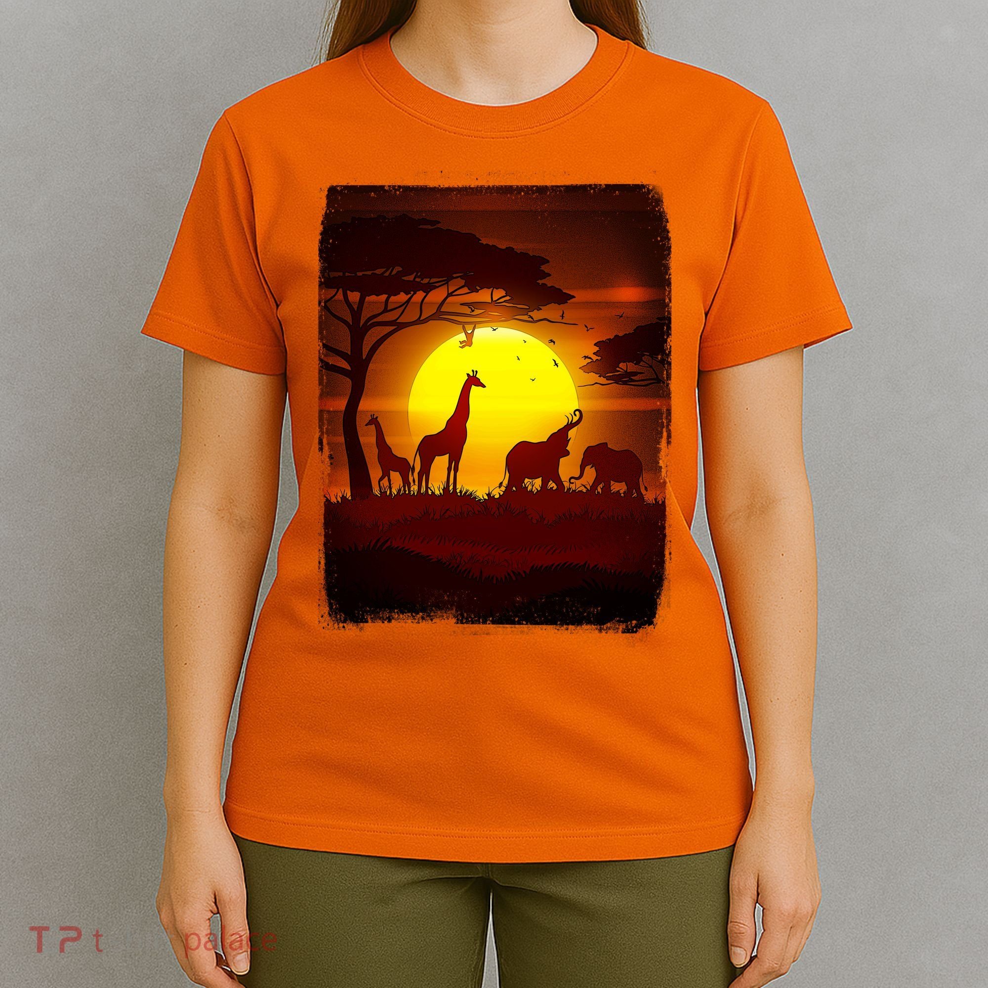 African Safari Animals Sunset Scene T-Shirt