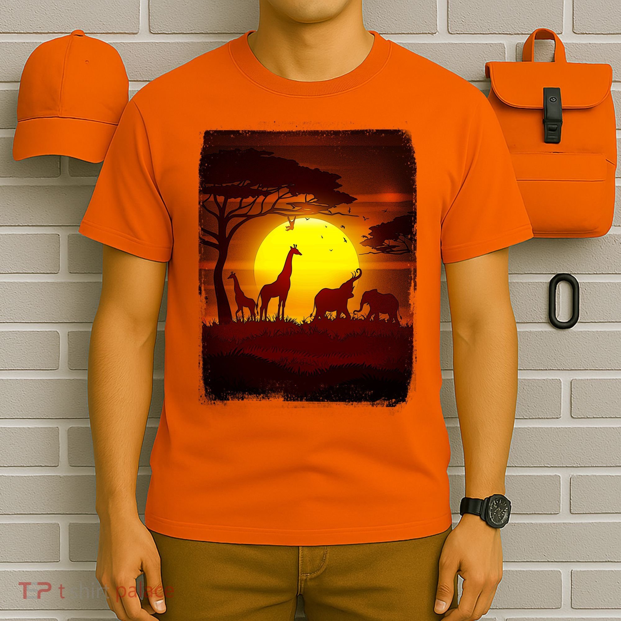 African Safari Animals Sunset Scene T-Shirt