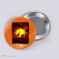 African Safari Animals Sunset Scene Button thumb 0